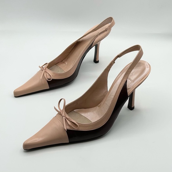 Melian Pink Maroon Leather Y2K Pointed Toe Slingback Heels Women’s Size 6.5 - Picture 1 of 10